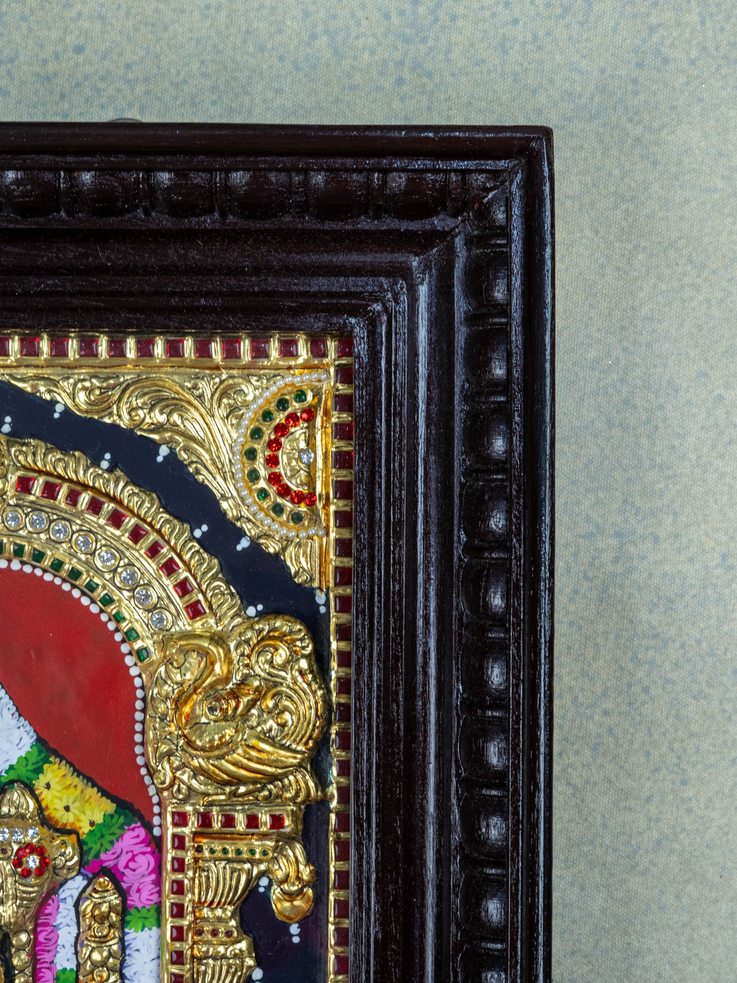 Tanjore Painting - Tirupathi Balaji Padmavathi Thayar - Semi Embossed - 24x18 inch - WL0473
