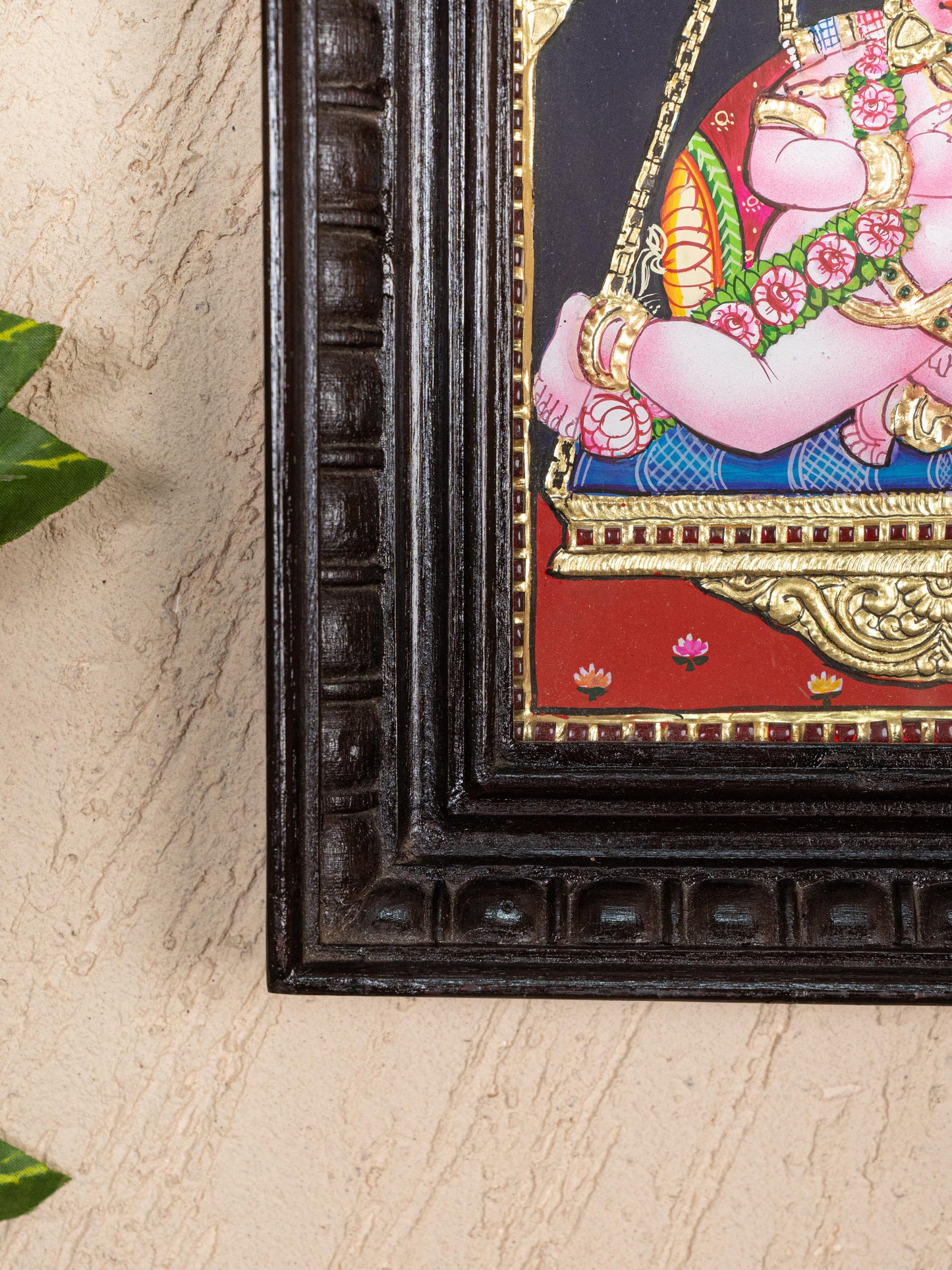 Tanjore Painting - Jhoola Krishna - Flat (Gold Foil) - 10x8 inch - WL0485