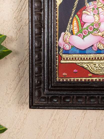 Tanjore Painting - Jhoola Krishna - Flat (Gold Foil) - 10x8 inch - WL0485