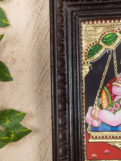Tanjore Painting - Jhoola Krishna - Flat (Gold Foil) - 10x8 inch - WL0485