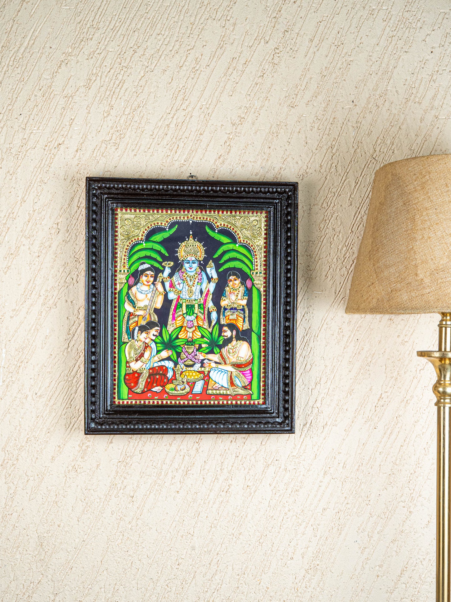 Tanjore Painting - Satyanarayana - Flat (Gold Foil) - 15x12inch  - WL1720
