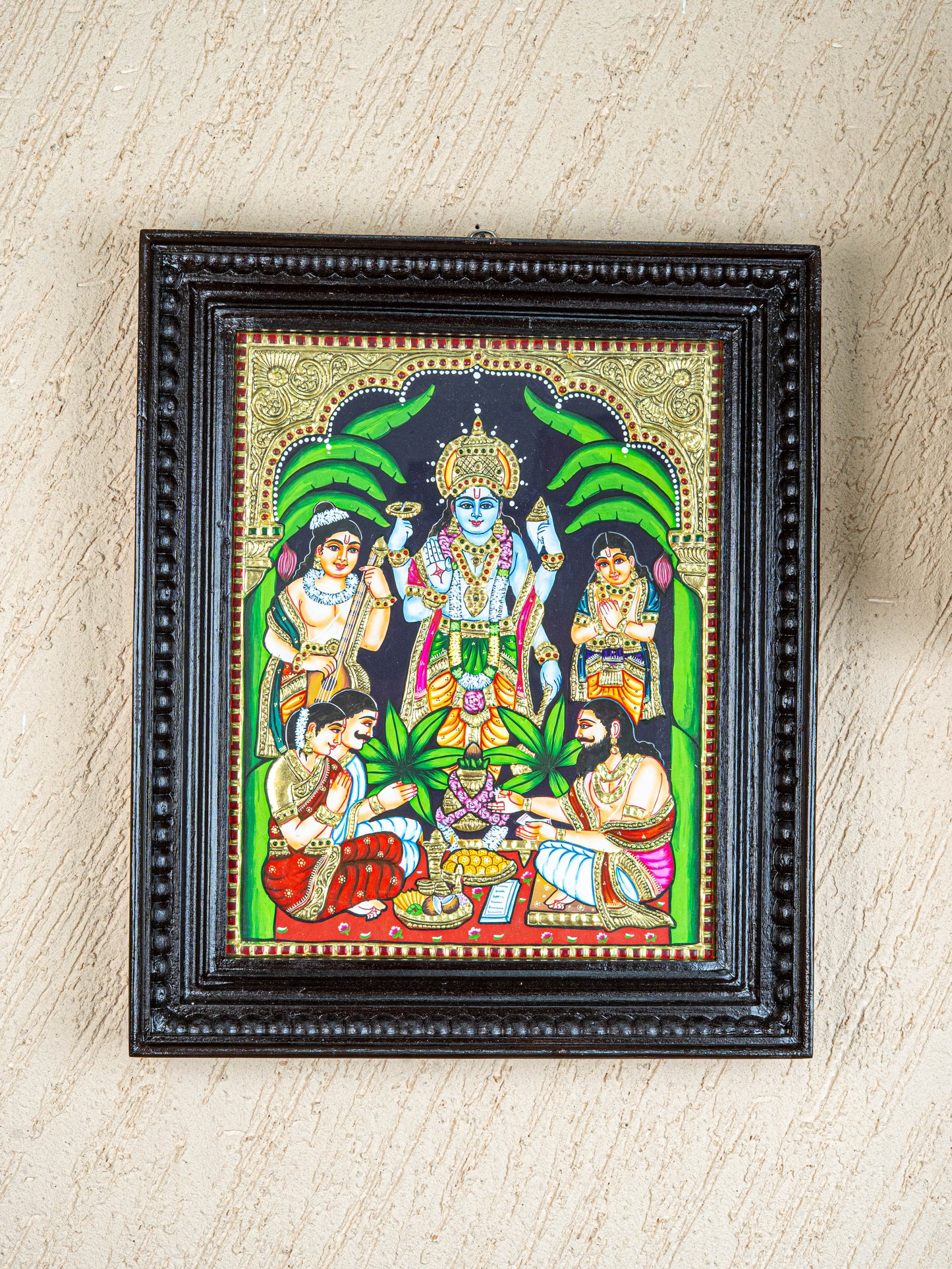 Tanjore Painting - Satyanarayana - Flat (Gold Foil) - 15x12inch  - WL1720