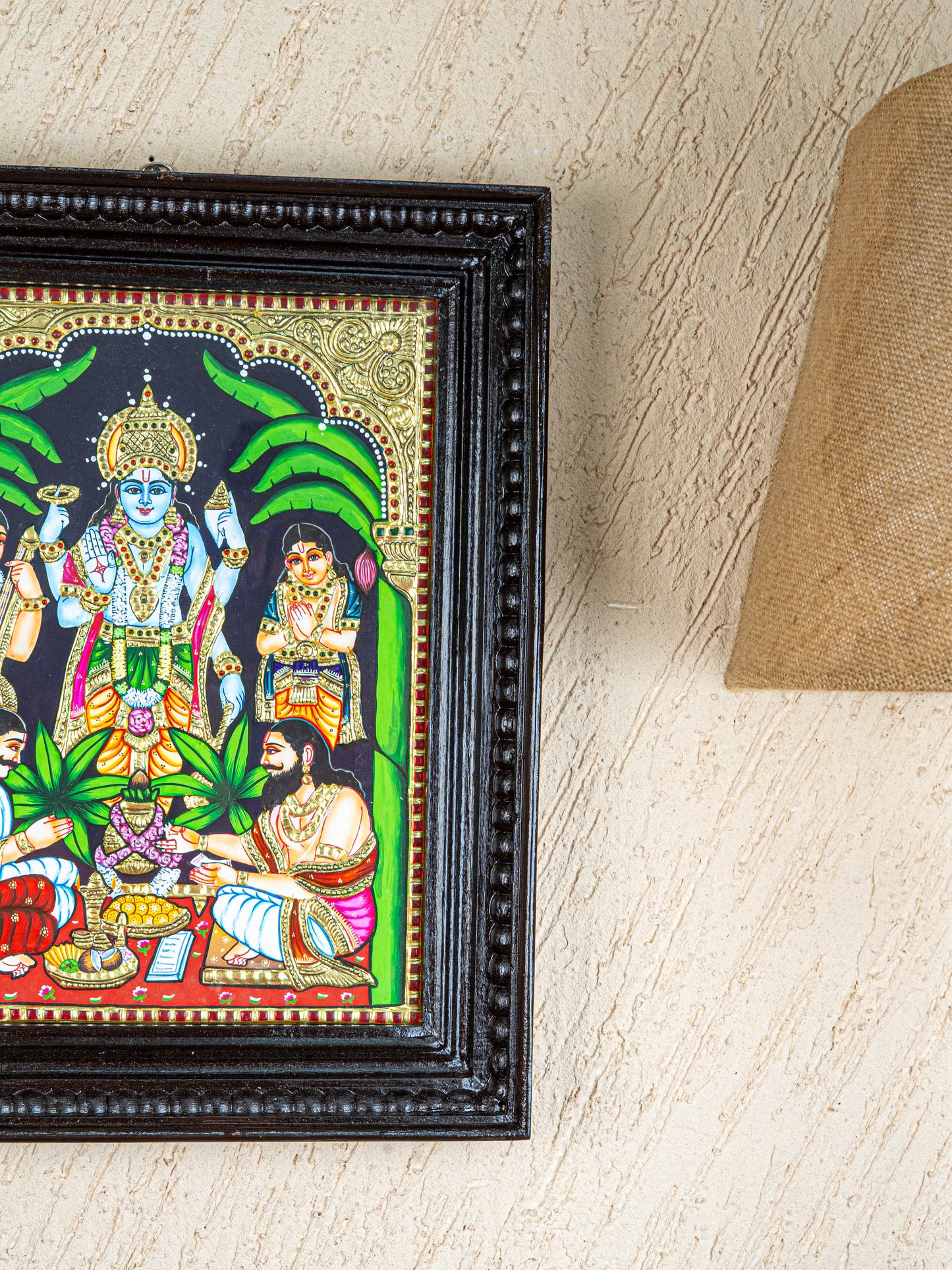 Tanjore Painting - Satyanarayana - Flat (Gold Foil) - 15x12inch  - WL1720