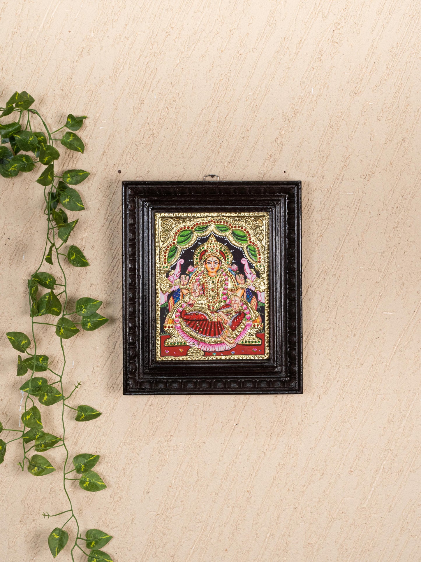 Tanjore Painting - Gajalakshmi - Flat (Gold Foil) - 10x8 inch - WL2054