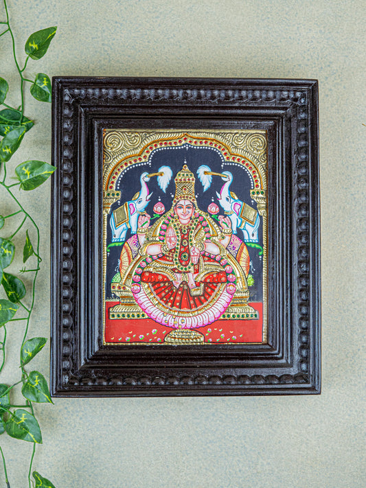Tanjore Painting - Gajalakshmi - Flat (Gold Foil) - 10x8 inch - WL2054