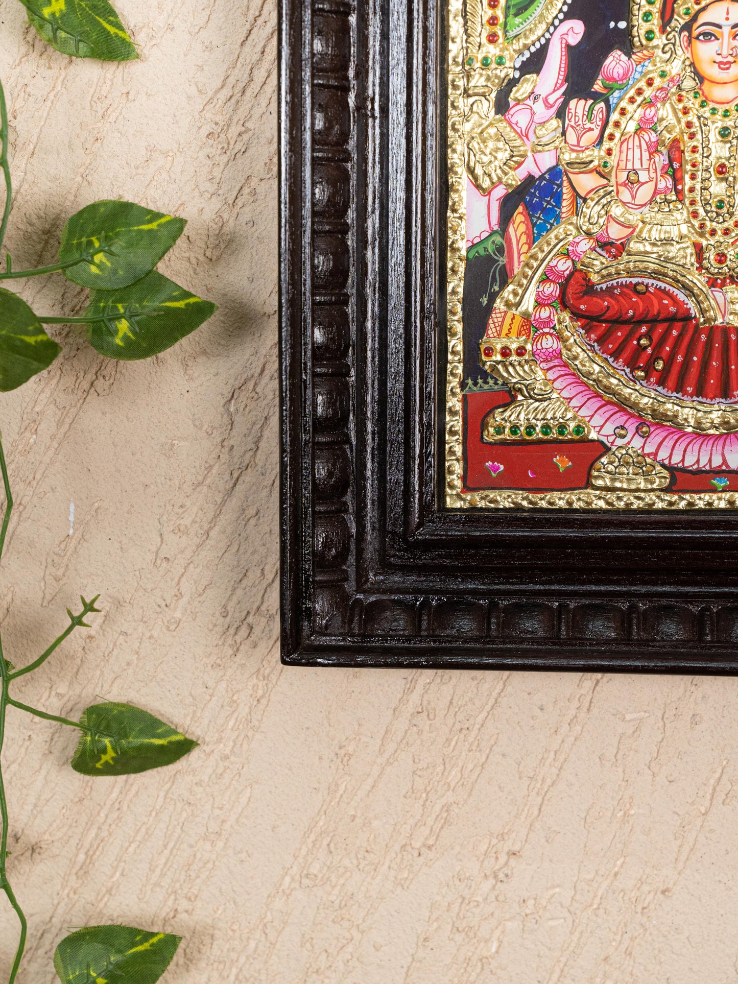 Tanjore Painting - Gajalakshmi - Flat (Gold Foil) - 10x8 inch - WL2054