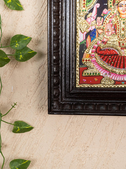 Tanjore Painting - Gajalakshmi - Flat (Gold Foil) - 10x8 inch - WL2054