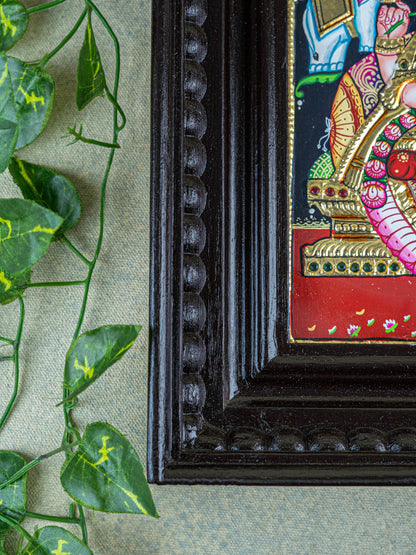 Tanjore Painting - Gajalakshmi - Flat (Gold Foil) - 10x8 inch - WL2054