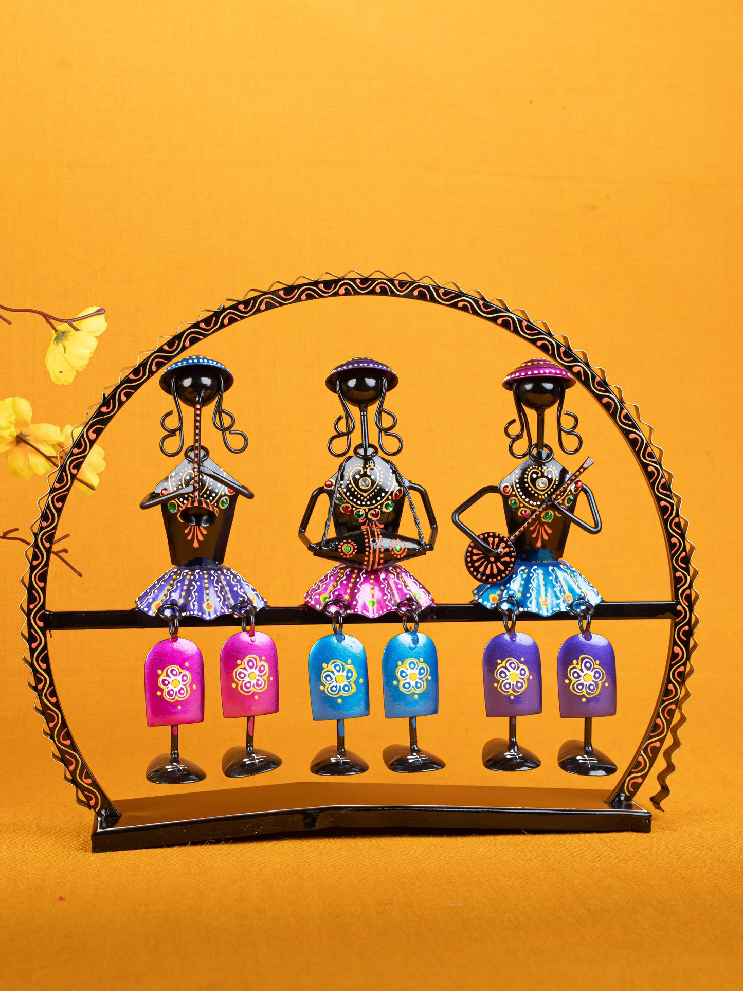 Metal Handpainted Musician Dolls on Swing  - WL2590
