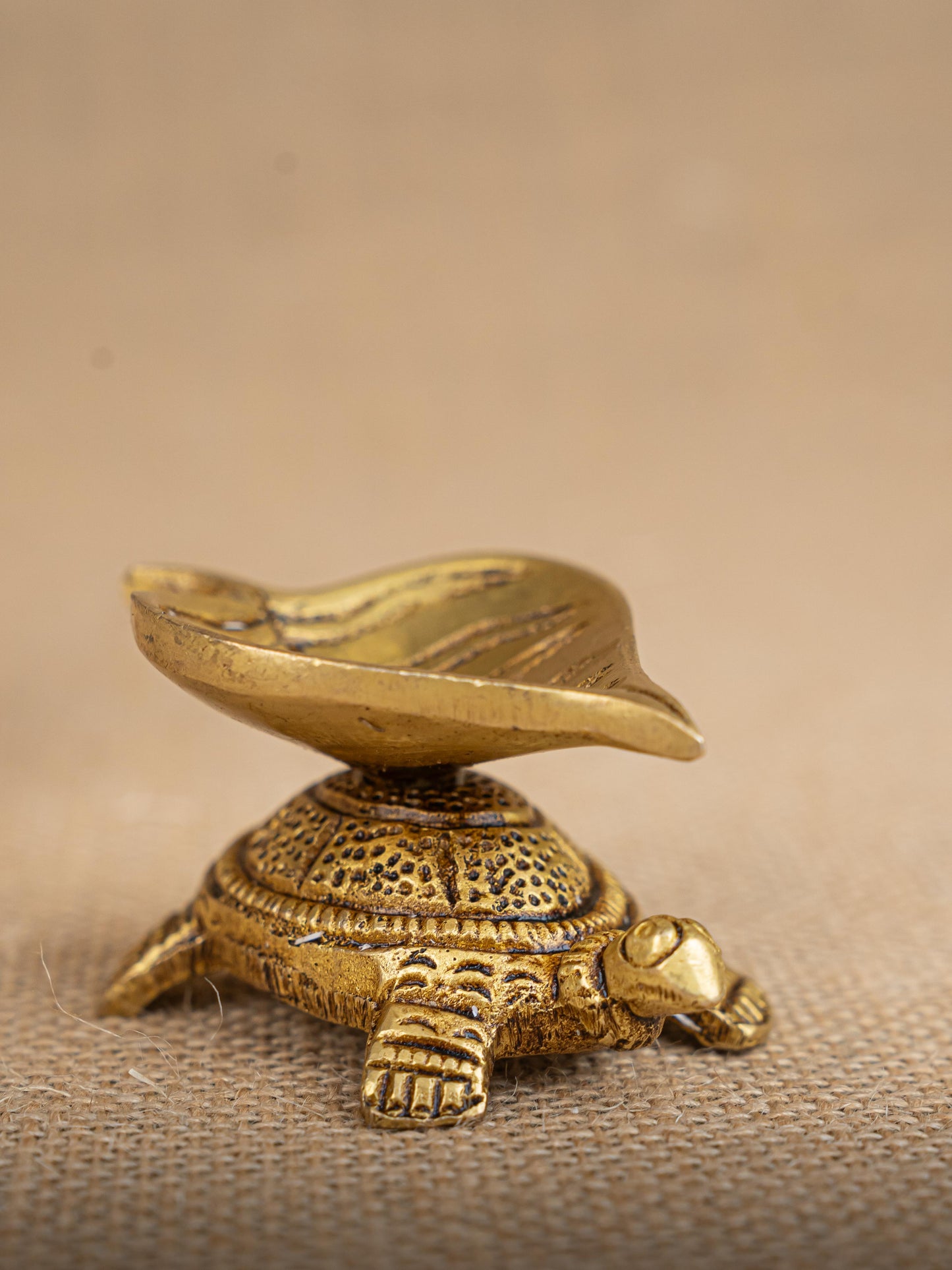 Brass Tortoise Leaf Shape Diya - WL2787