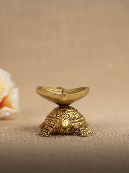 Brass Tortoise Leaf Shape Diya - WL2787