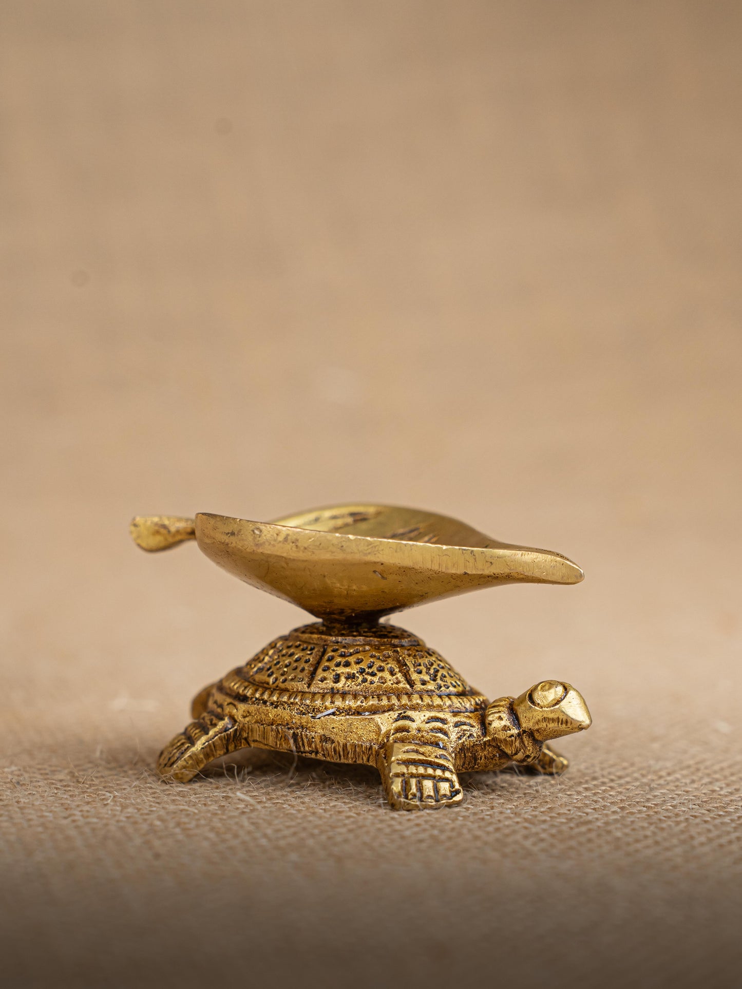 Brass Tortoise Leaf Shape Diya - WL2787