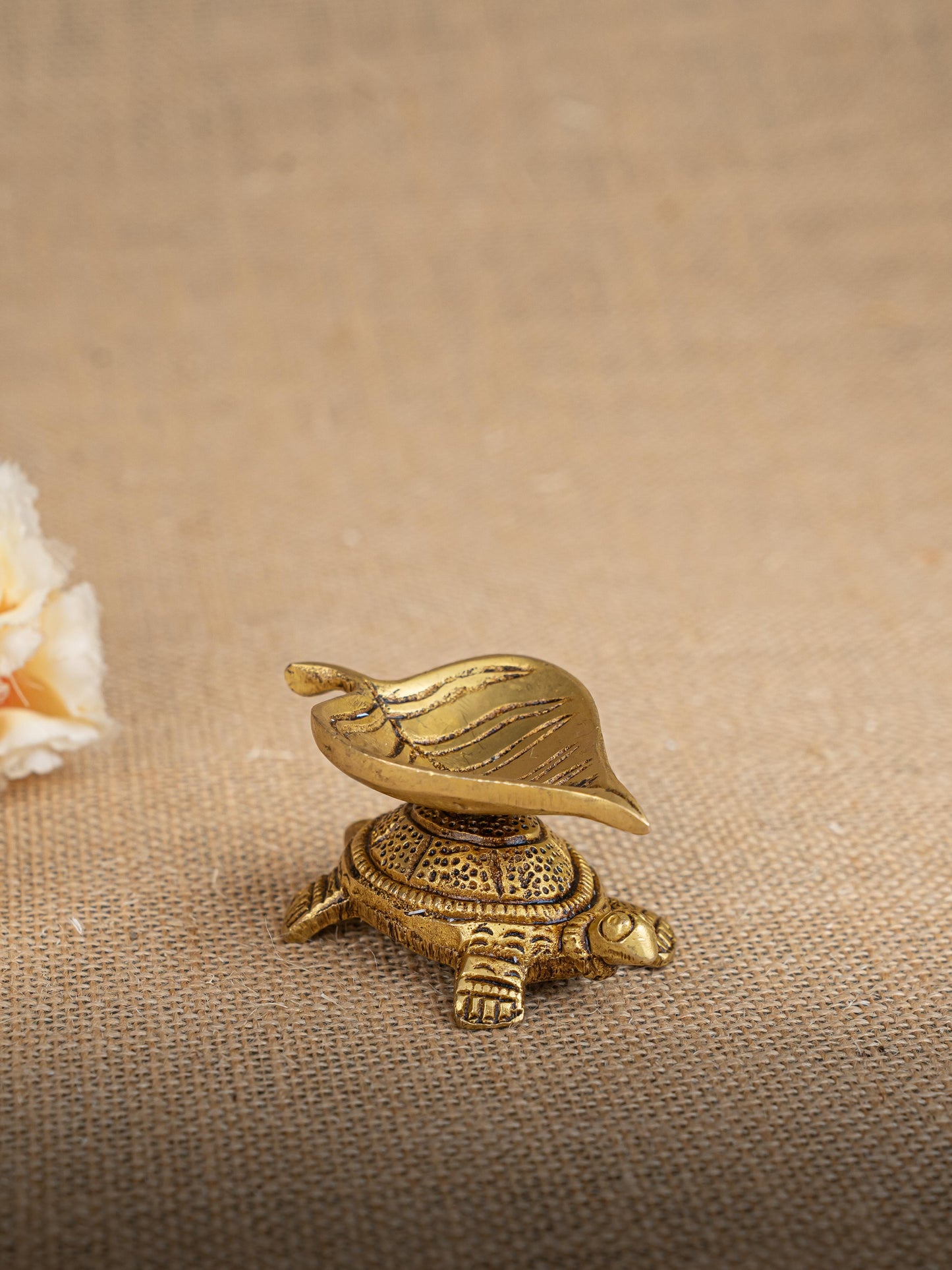 Brass Tortoise Leaf Shape Diya - WL2787