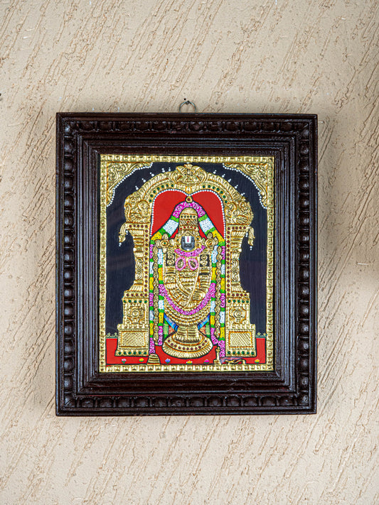 Tanjore Painting - Tirupathi Balaji - Flat (Gold Foil) - 12x10 inch - WL3001