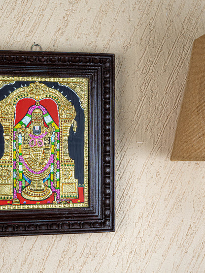 Tanjore Painting - Tirupathi Balaji - Flat (Gold Foil) - 12x10 inch - WL3001