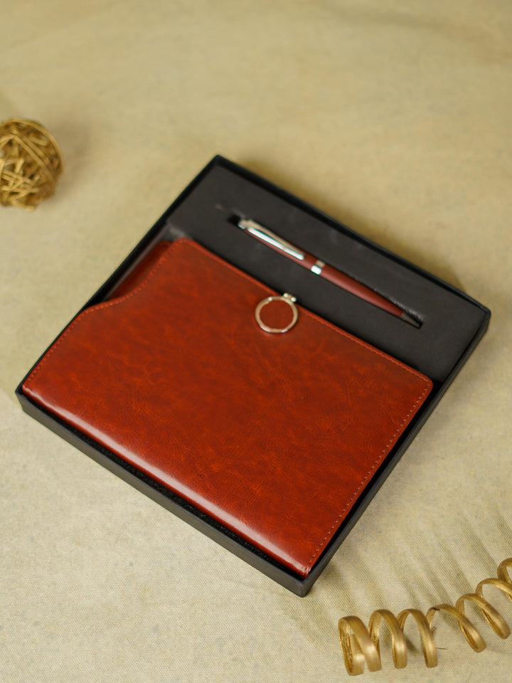Corporate Gift -  Diary with Metal Rollerball Pen (Tan) - BCG0119