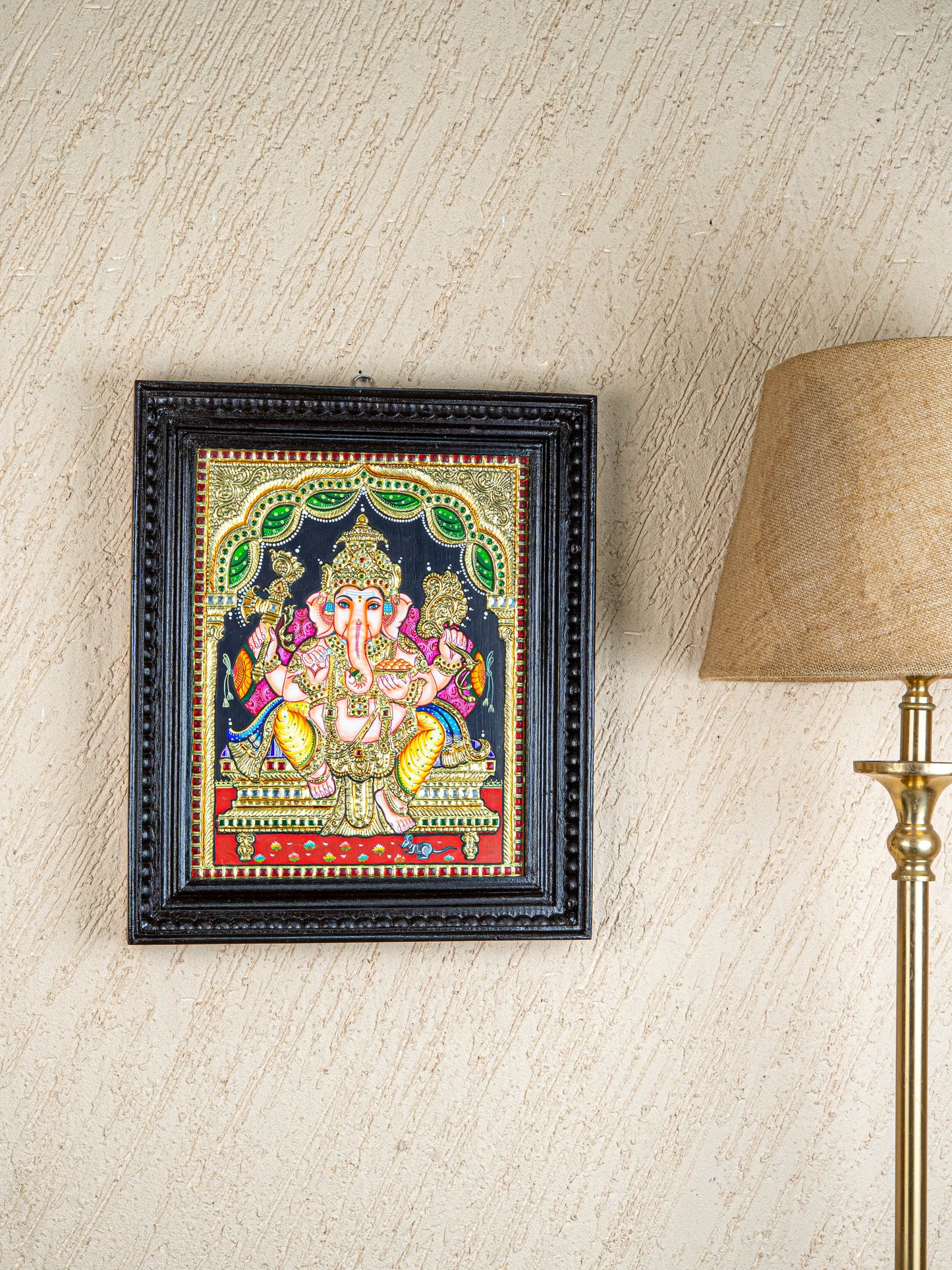 Tanjore Painting - Ganesha - Flat (Gold Foil) - 15x12 inch - WL4079