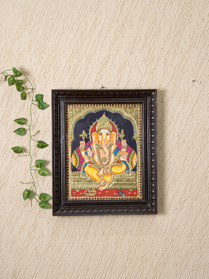 Tanjore Painting - Ganesha - Flat (Gold Foil) - 15x12 inch - WL4079