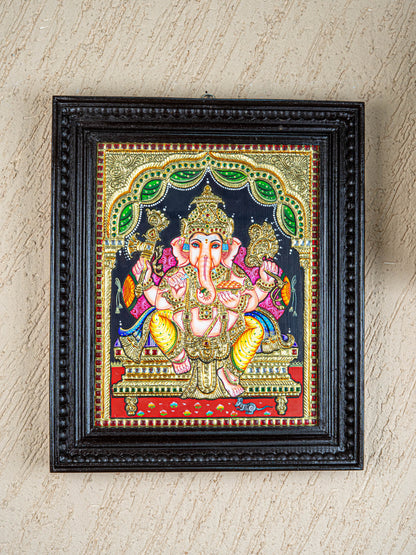 Tanjore Painting - Ganesha - Flat (Gold Foil) - 15x12 inch - WL4079