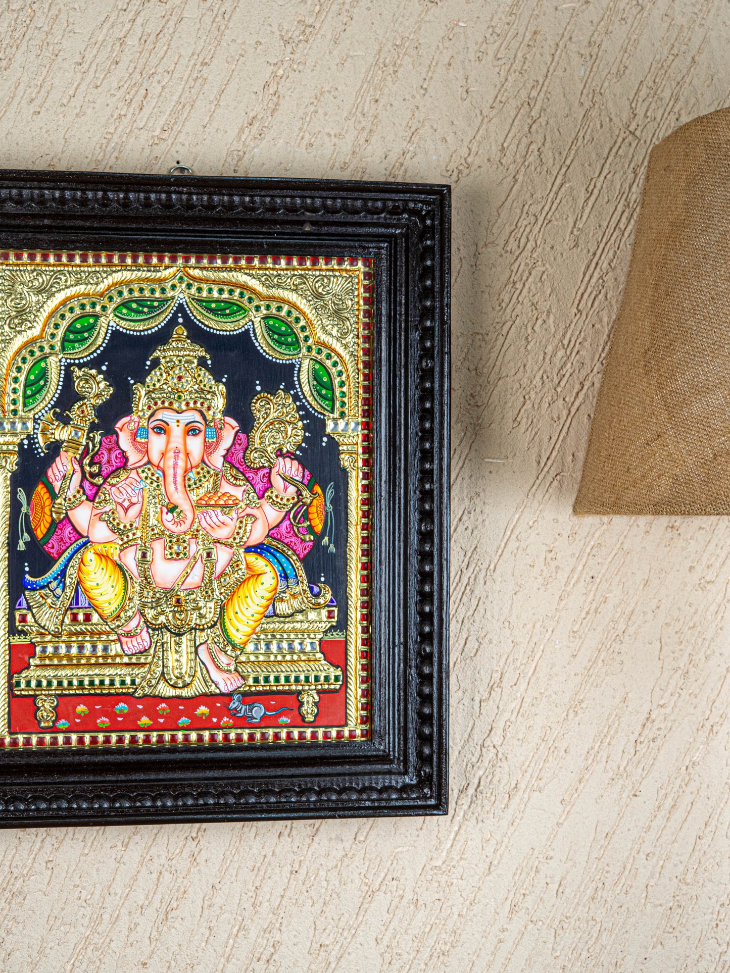 Tanjore Painting - Ganesha - Flat (Gold Foil) - 15x12 inch - WL4079
