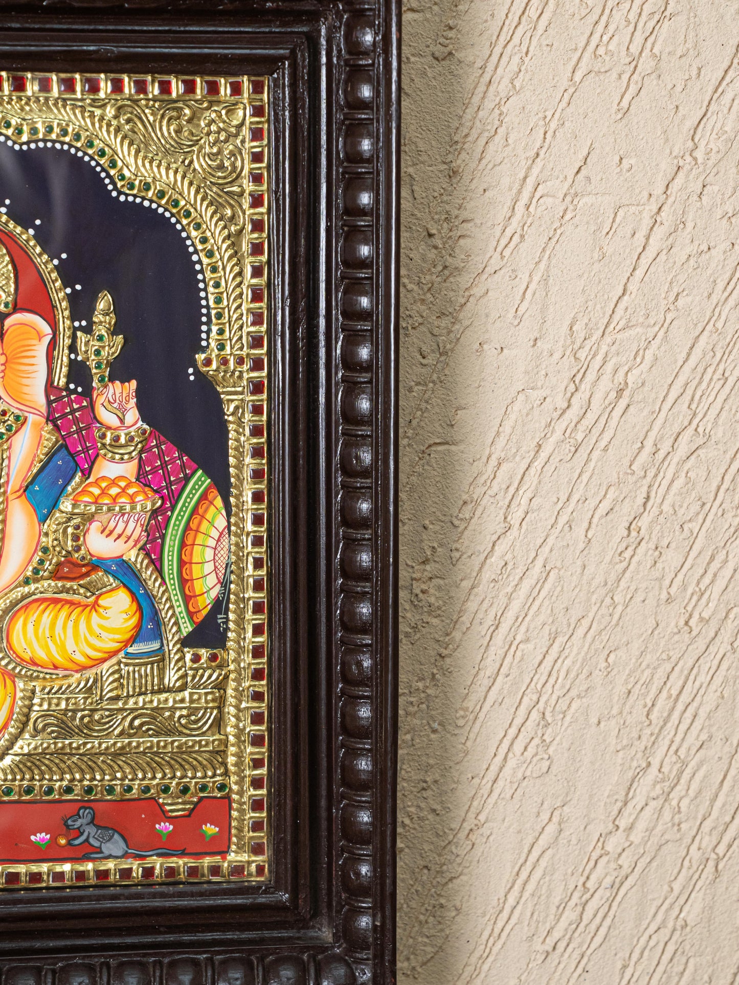 Tanjore Painting - Ganesha - Flat (Gold Foil) - 15x12 inch - WL4079