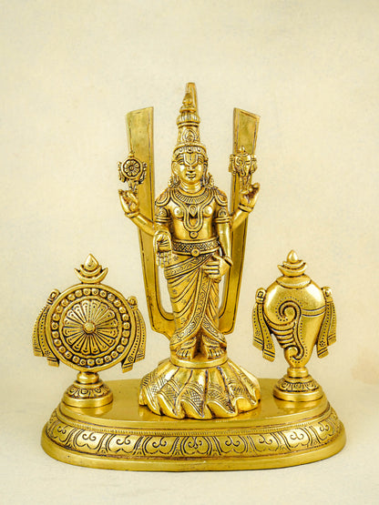 Brass Tirupati Balaji With Shank, Chakra & Nama - WL4365