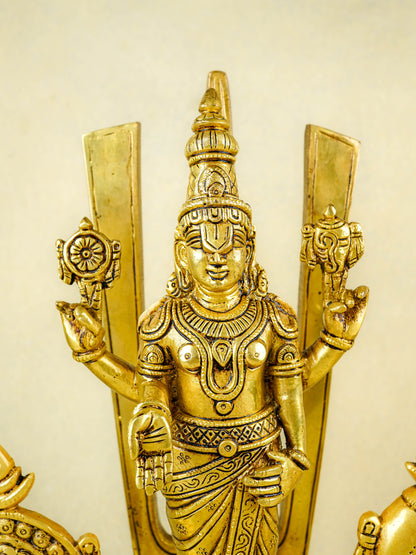 Brass Tirupati Balaji With Shank, Chakra & Nama - WL4365