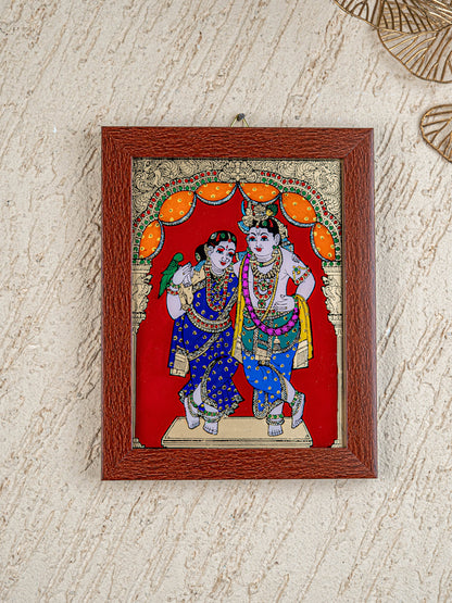 Radha Krishna Glass Reverse Painting Frame - 8 x 6 inch - WL4560-4