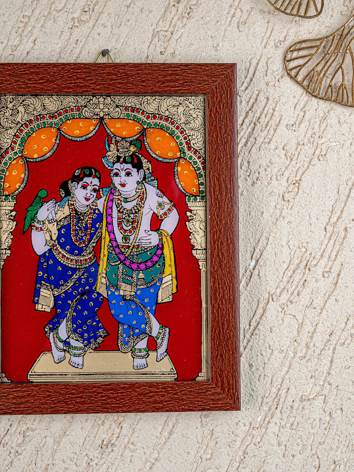 Radha Krishna Glass Reverse Painting Frame - 8 x 6 inch - WL4560-4
