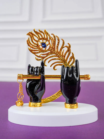 Polyresin Krishna Hand with Flute - Black - WL4698-2