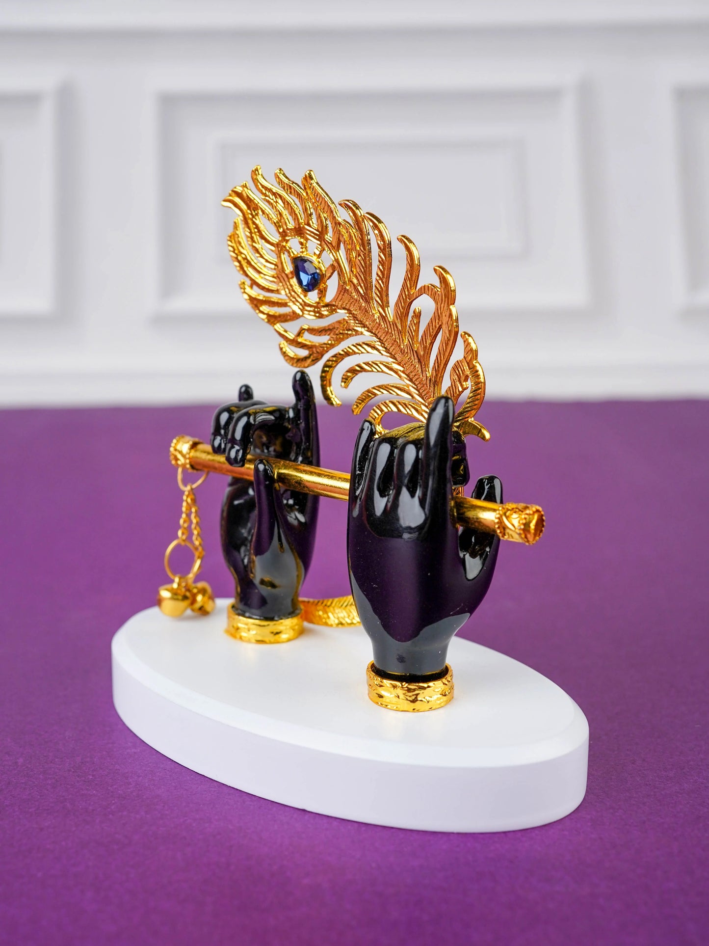 Polyresin Krishna Hand with Flute - Black - WL4698-2