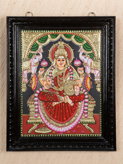 Tanjore Painting - Gajalakshmi - Flat (Gold Foil) - 18x14 inch - WL4711