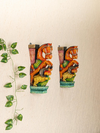 Wooden Carved Horse Bracket - Set of 2 - WL4793