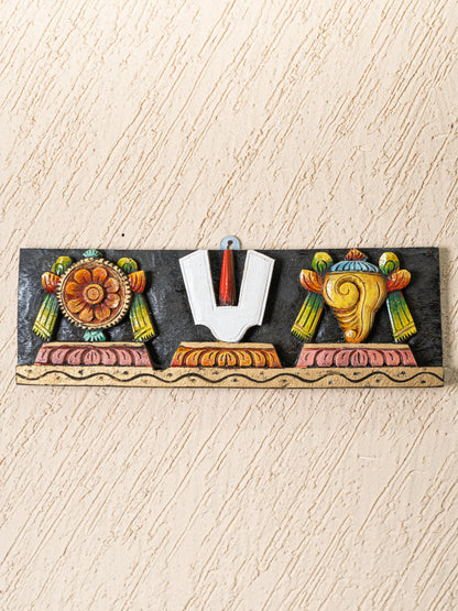 Wooden Carved Shank Chakra Nama Panel - 18 inch - WL4852-2