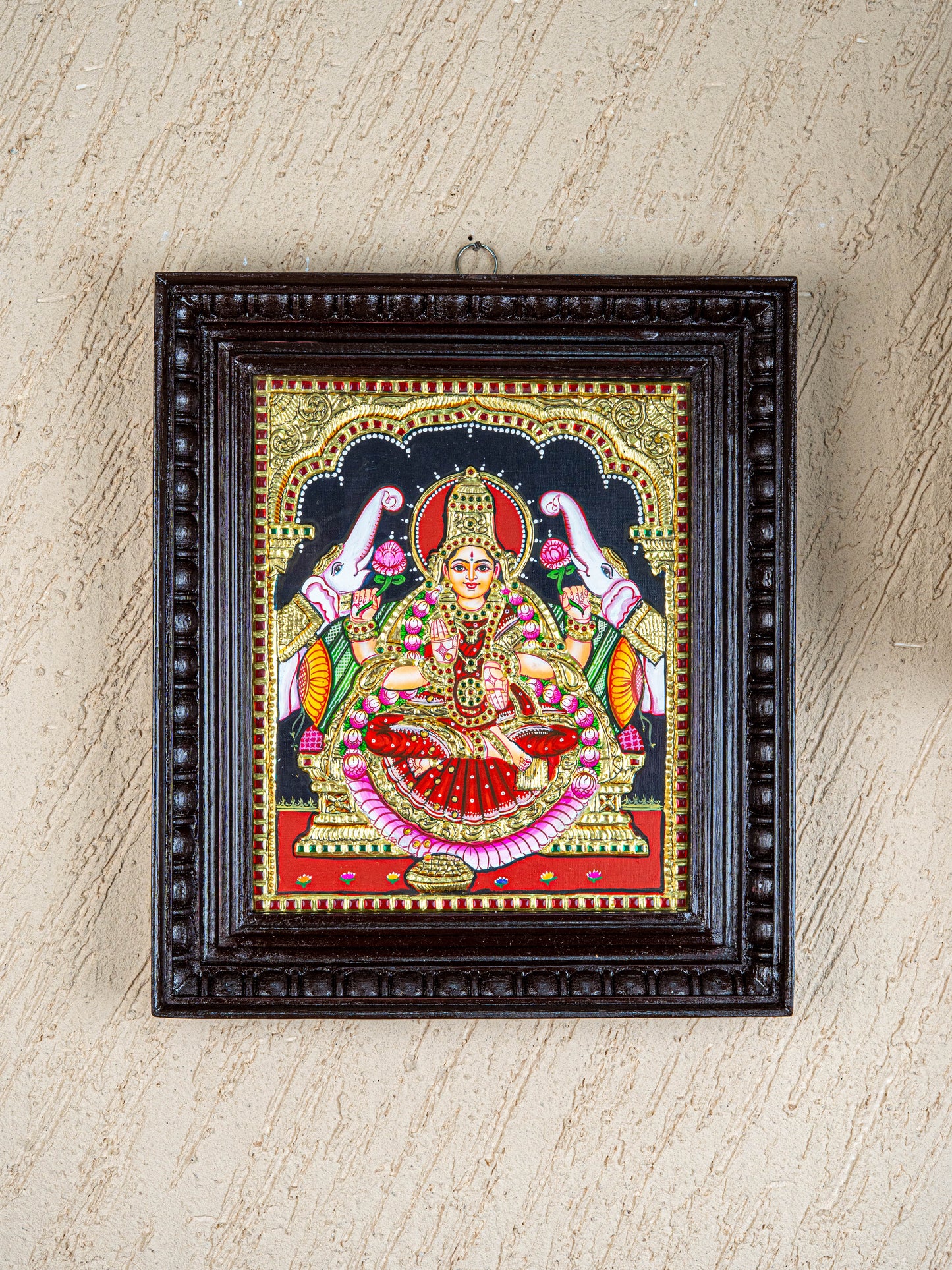 Tanjore Painting - Gajalakshmi - Flat (Gold Foil) - 12x10 inch - WL4979