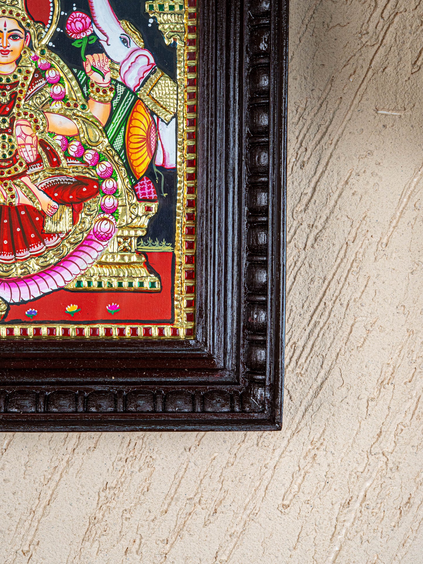 Tanjore Painting - Gajalakshmi - Flat (Gold Foil) - 12x10 inch - WL4979