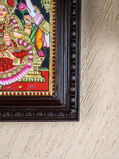 Tanjore Painting - Gajalakshmi - Flat (Gold Foil) - 12x10 inch - WL4979