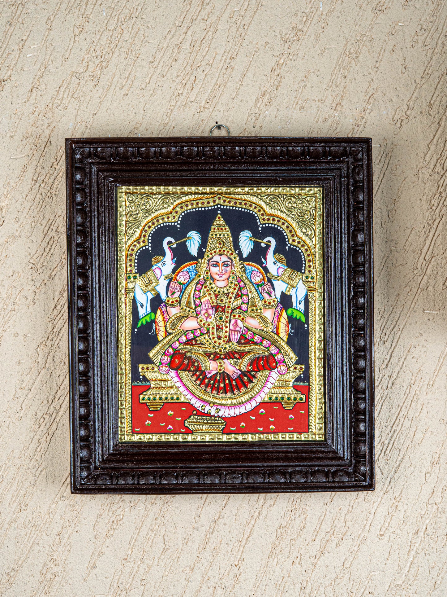 Tanjore Painting - Gajalakshmi - Flat (Gold Foil) - 12x10 inch - WL4979