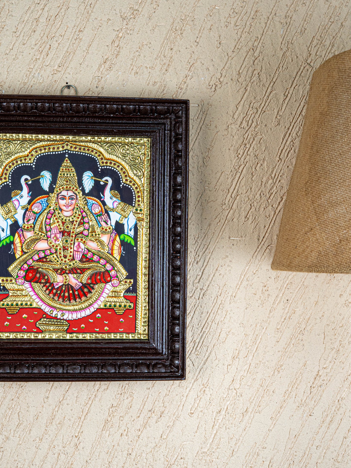Tanjore Painting - Gajalakshmi - Flat (Gold Foil) - 12x10 inch - WL4979