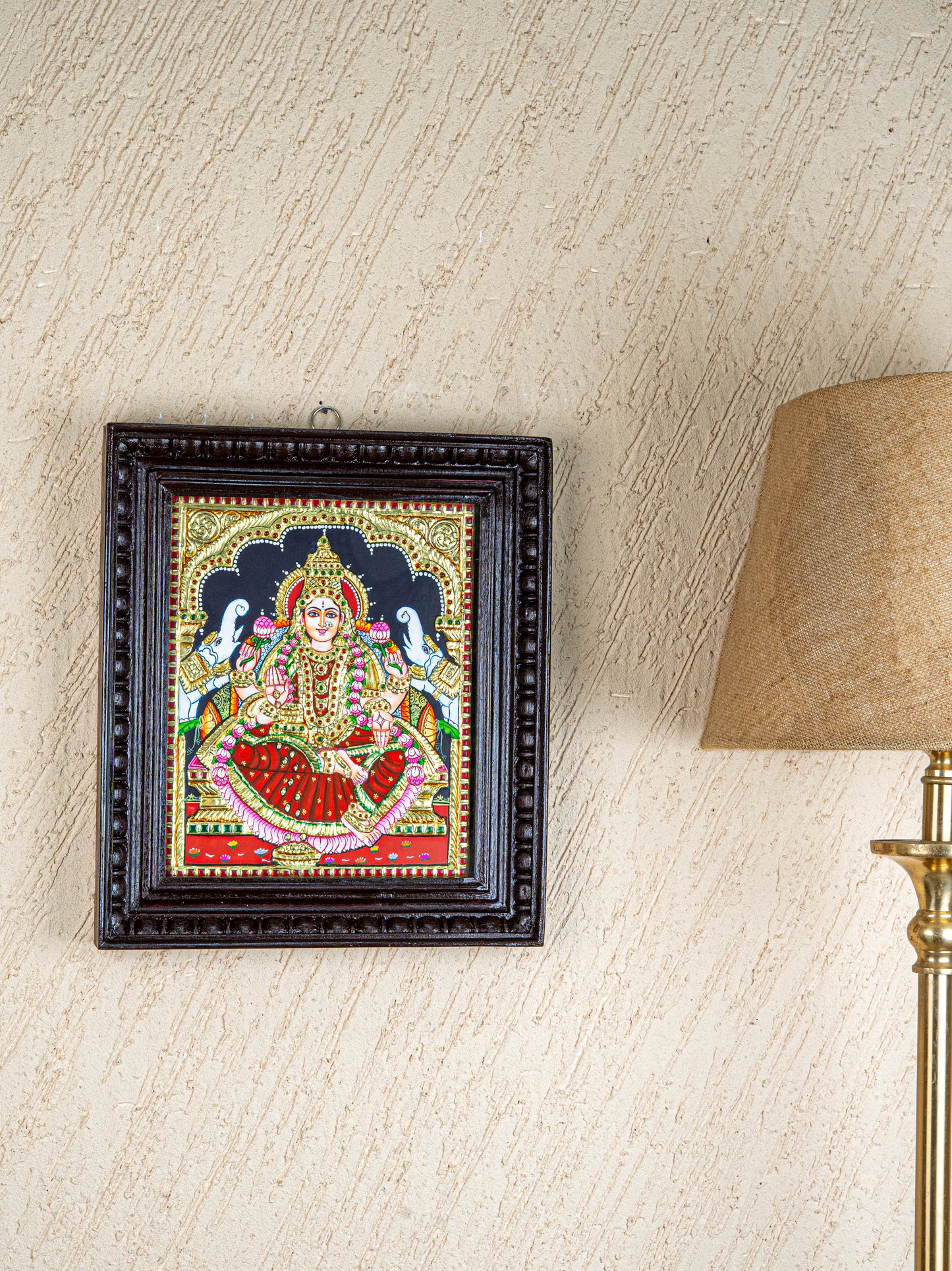 Tanjore Painting - Gajalakshmi - Flat (Gold Foil) - 12x10 inch - WL4979