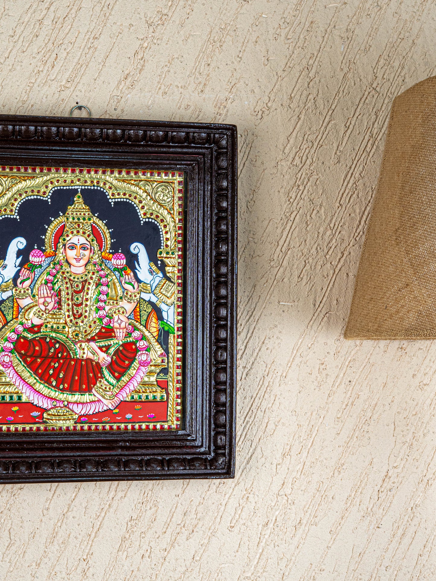 Tanjore Painting - Gajalakshmi - Flat (Gold Foil) - 12x10 inch - WL4979