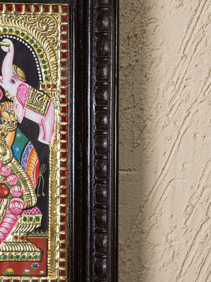 Tanjore Painting - Gajalakshmi - Flat (Gold Foil) - 12x10 inch - WL4979