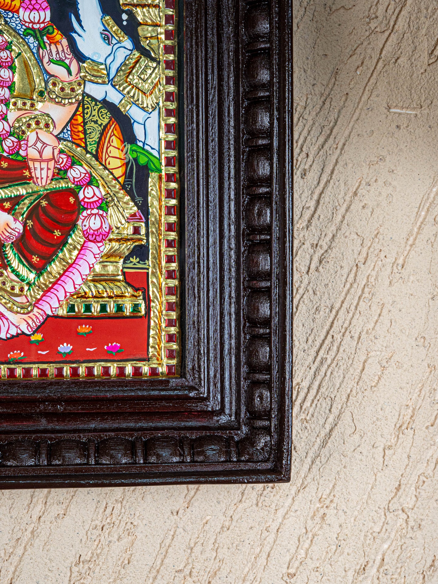 Tanjore Painting - Gajalakshmi - Flat (Gold Foil) - 12x10 inch - WL4979
