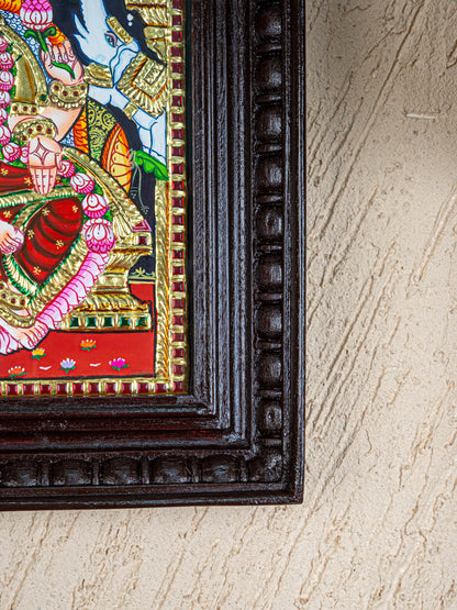 Tanjore Painting - Gajalakshmi - Flat (Gold Foil) - 12x10 inch - WL4979