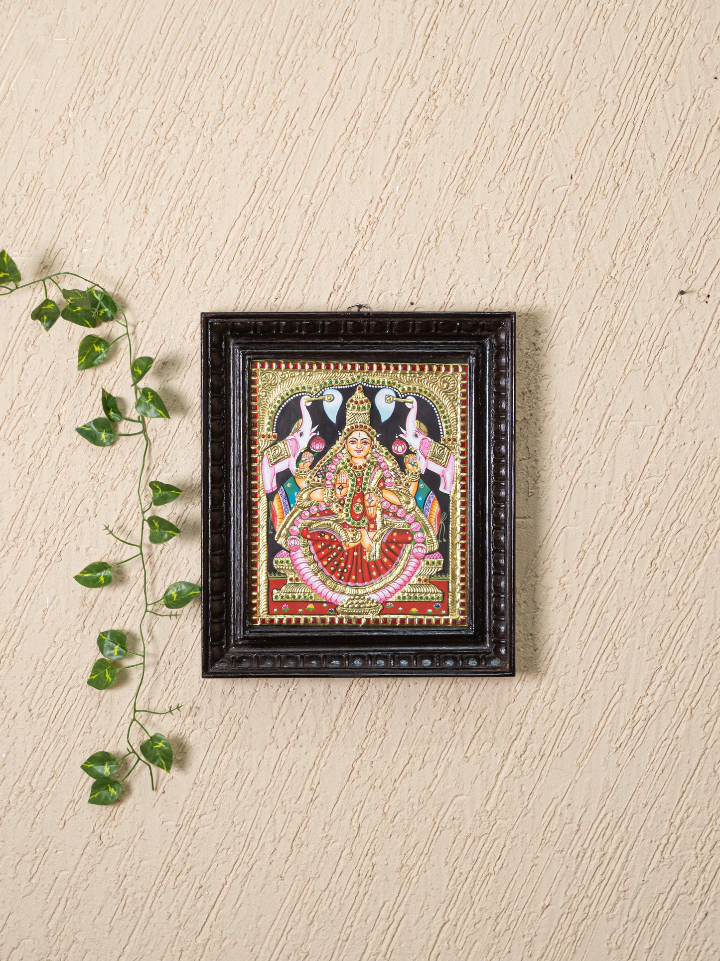 Tanjore Painting - Gajalakshmi - Flat (Gold Foil) - 12x10 inch - WL4979