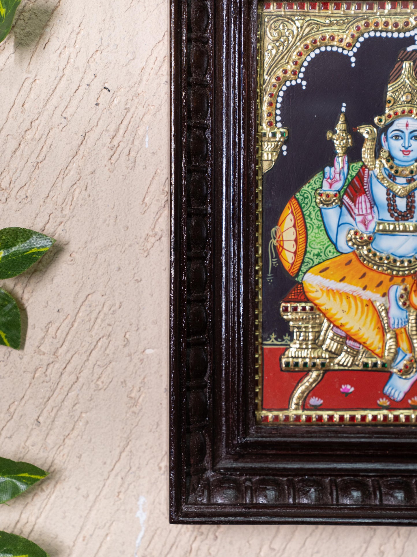 Tanjore Painting - Shivan-Parvati - Flat (Gold Foil) - 10x8 inch - WL4984