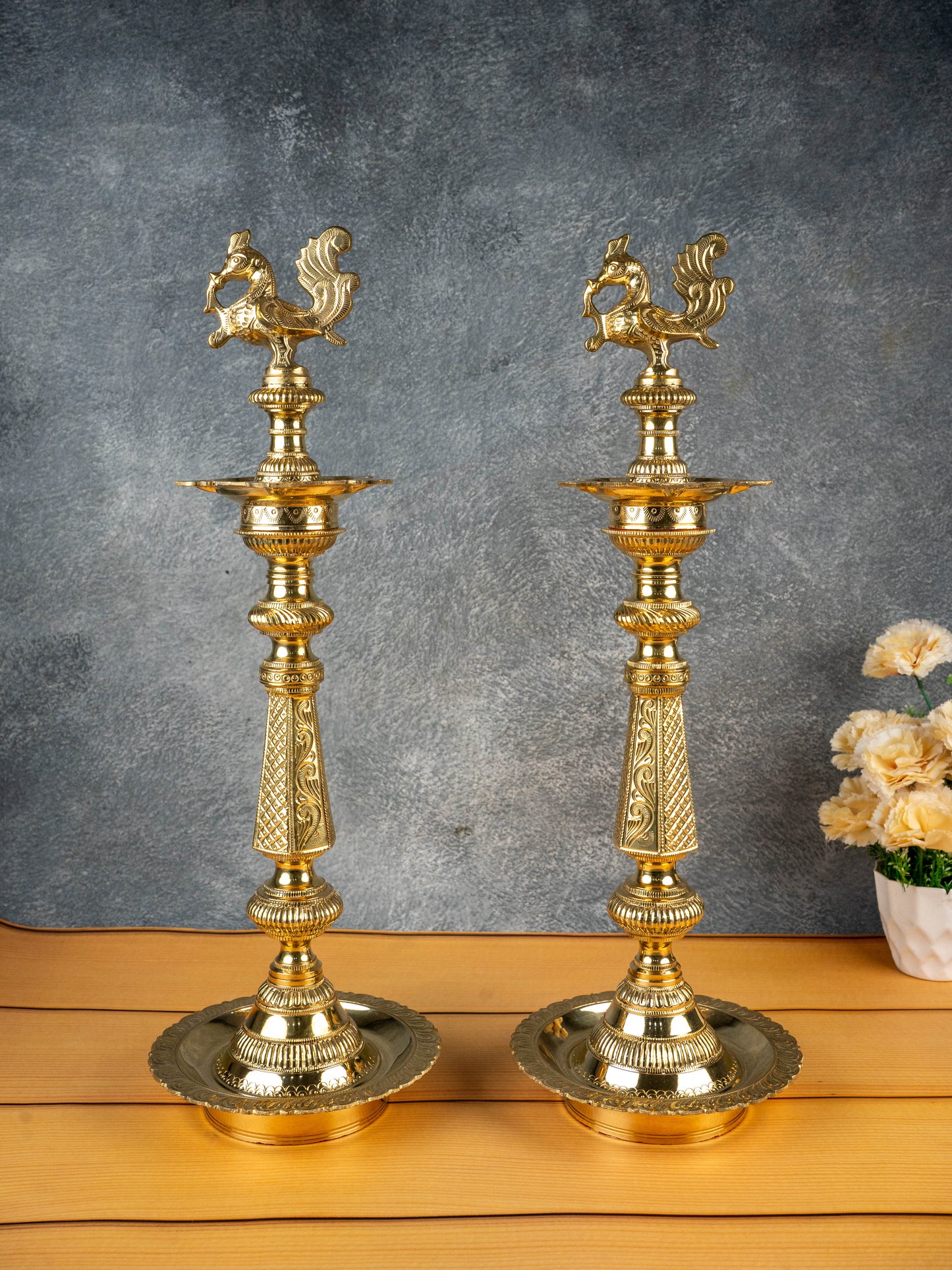 Brass Annapakshi Kuthu Vilakku - 22 inch - WL4999