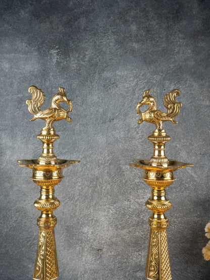 Brass Annapakshi Kuthu Vilakku - 22 inch - WL4999