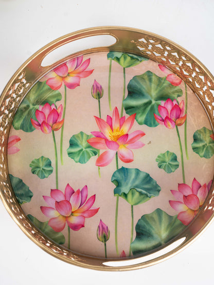 Digital Print - Pichwai Metal Tray - 8 inch  - WBG1791