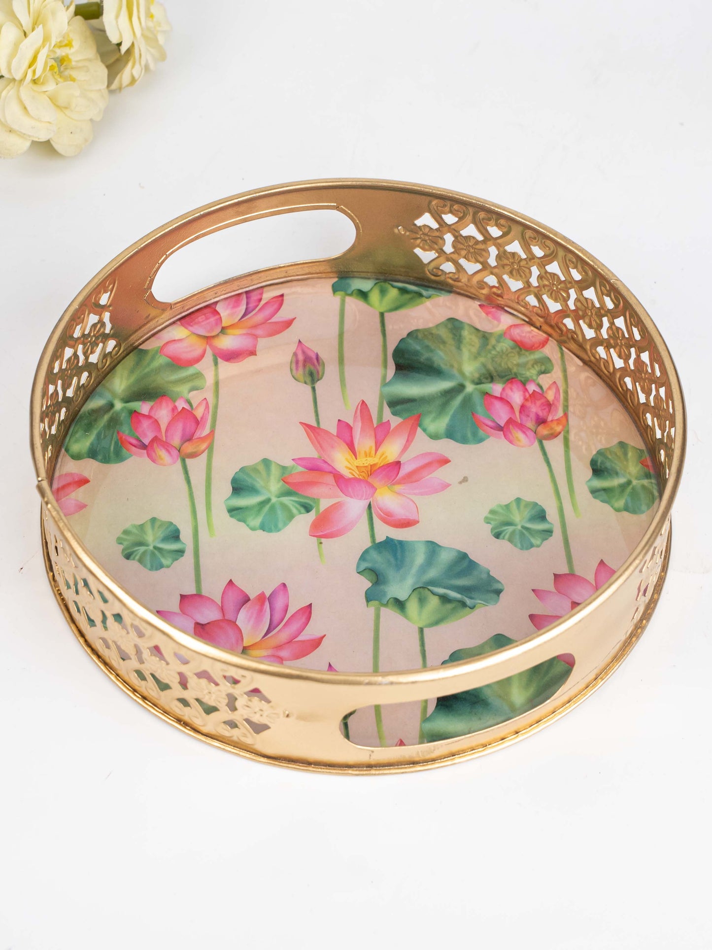 Digital Print - Pichwai Metal Tray - 8 inch  - WBG1791